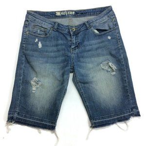 Machine Nouvelle Mode Women Juniors Denim Jean Bermuda Shorts Distressed Size 9